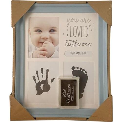 C5AA Baby Kids Birthday Gift Newborn Hand and Foot Print Ornaments 12 Months Photo Frame with Craft Ink Pad Home Decoration