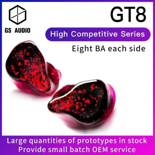 GS AUDIO GT8 8BA Hybrid Driver HiFi In-Ear Earphones with 0.78 2pin Detachable Cable IEMs for Audiophiles Musician OEM ODM