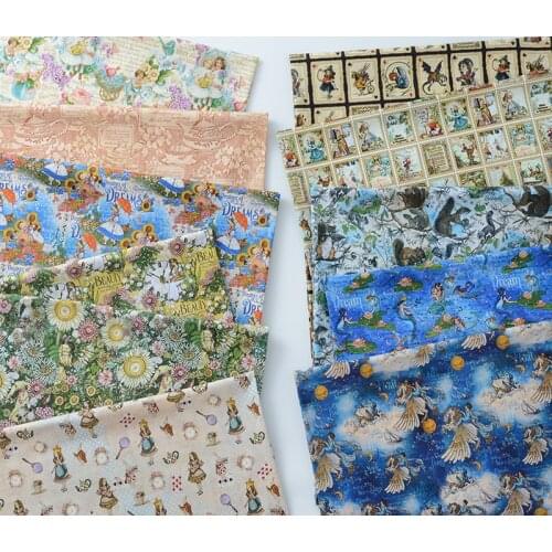 50x145cm Unicorn Mermaid Sunflower Alice Cotton Fabric Printed Cloth Sewing Quilting dress patchwork fabric diy cloth
