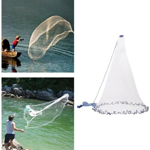 Saltwater Fishing Cast Net Easy Throw Hand Cast Net Strong Line Mesh Bait Trap