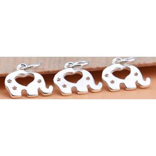 Korean edition fashion accessories 925 Sterling Silver heart-shaped elephant pendant, jewelry pendant, bracelet necklace pendan