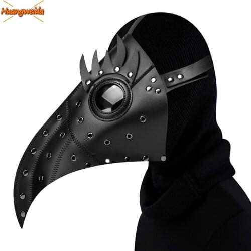 Black Death The Plague Doctor Mask for Men Halloween Masque Mask Plague Doctor Cosplay PU Steam Punks Beak Mask Steampunk