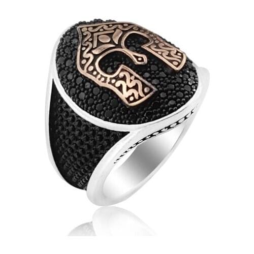 925 Silver Warrior Helmet Printed Men Rings