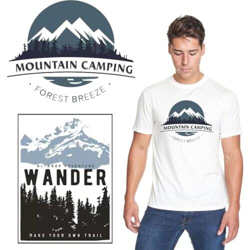Moutain Camping Hiking Patch Iron-on Transfer For Clothing Heat Transfer Vinyl Thermal Stickers Parches For Clothes Stripe Badge