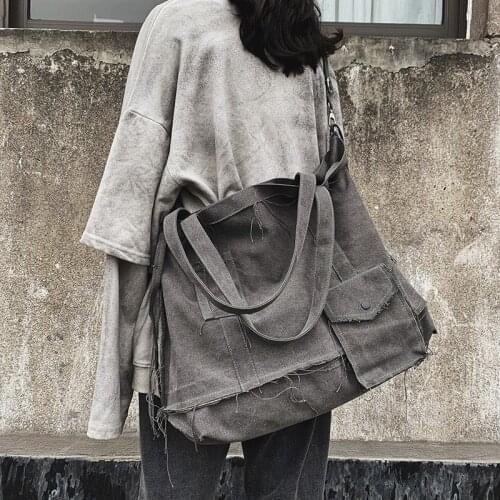 2020 new tote bag Canvas Single Vintage Solid Hasp Shoulder Bag handbag high-capacity message bag Unisex school bag shopping bag