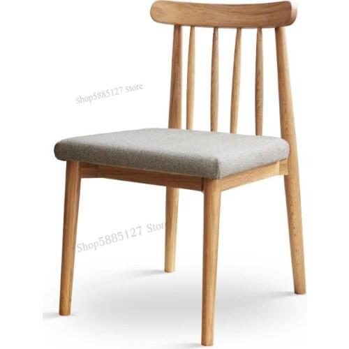Solid Wood Dining Chair Modern Minimalist Oak Chair Nordic Home Desk Chair Restaurant Fabric Backrest Chair