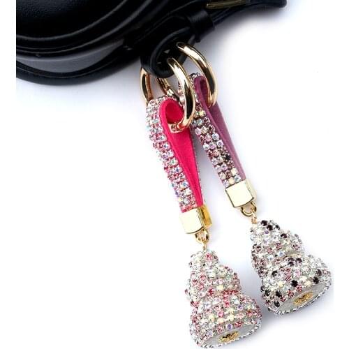 Wholesale Fashionable Diamond Bell Key Pendant Self Defense Keychain Women Key Chain Accessories Key Ring for Woman Girl Gift