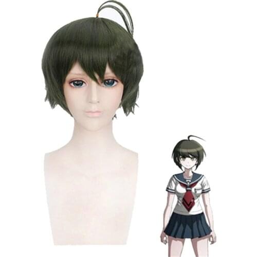 Game Danganronpa Naegi Komaru Wig Cosplay Costume Dark Green Short Dangan Ronpa Heat Resistant Synthetic Hair Wigs
