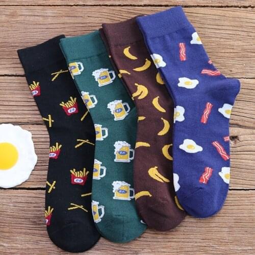 Couple socks mens food cartoon pattern four colors jacquard tube simple fashion wild personality cute interesting trend popular