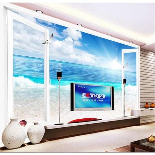 Custom photo wallpaper 3d murals Mediterranean mural blue sky and white sky 3D large-scale background wall papers home decor