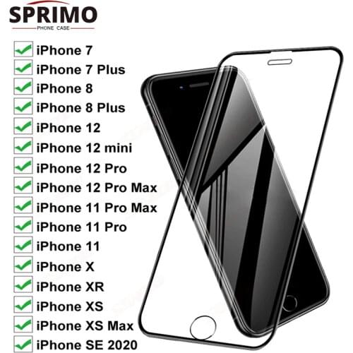 2000D Anti-Burst Protective Glass For iPhone 7 8 Plus SE 2020 Screen Protector iphone 12 mini 11 Pro XS Max X XR Full Cover Film