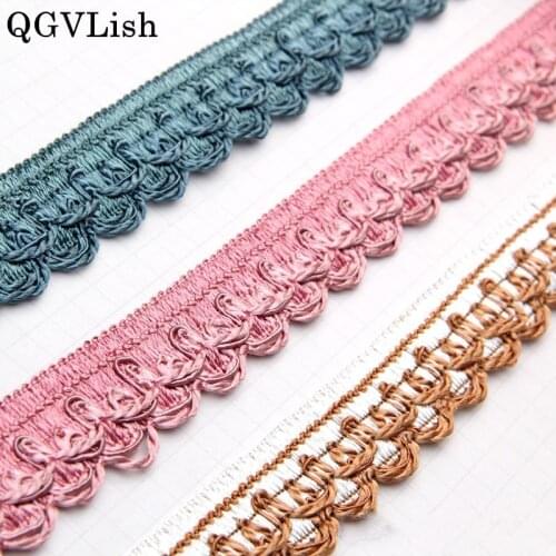 QGVLish 16M/lot 2.5cm Wide Curtain Lace Trim Braid Ribbon Belt DIY Sewing Pillow Sofa Trims Edge Decor Curtain Accessories