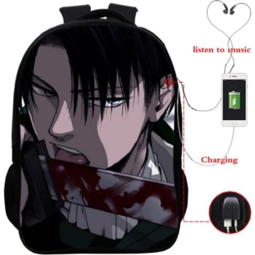 Attack on Titan Backpack Anime USB Bookbag Students Laptop Backpack School Bags For Teenage Girls Boys Rucksack