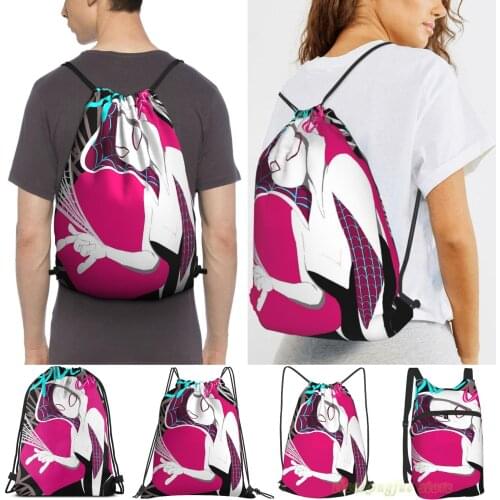 Spider Gwen Women Purpose Drawstring Backpack Bags Men Outdoor Travel Backpacks For Gym Training Swimming Fitness Bag