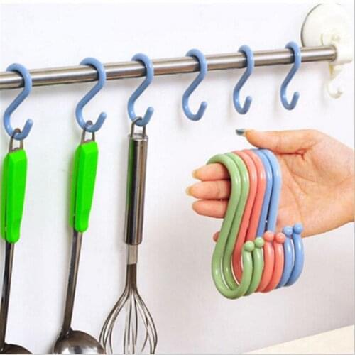S-Shaped No Punch Brushes Bags Clothes Storage Hanging Hook Hangers Wall Door Home Storage Organization Tools