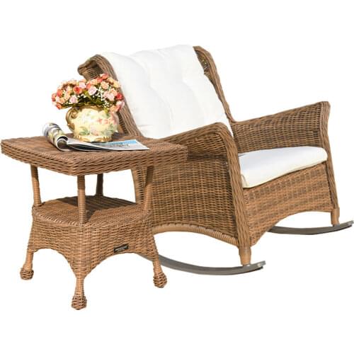 Sunshine outdoor rattan table and chairs villa courtyard garden leisure rocking chair coffee table combination
