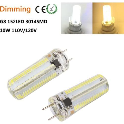 LED lamp G8 SMD3014 10W Silica Gel LED 152led bulb AC110V-140V/220V Dimmable led corn bulb Warm white/White light 5pcs/lot