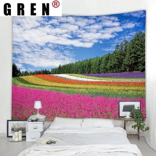 GREN Tapestry Flower Sea Wall Rugs Wall Hanging Covering Fabric Mural Background Cloth Towel Beach Fabric Blanket Living Home De