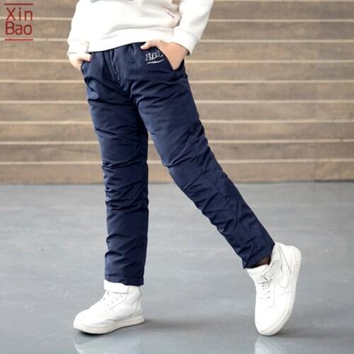 XINBAO 2-9 Years Girls Boys Teenage Winter autumn Cotton Padded Windproof Thicken Warm Trousers Long Pants Waterproof Children