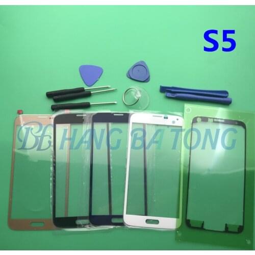 Black/white/blue s5 Front Outer Glass Lens replacement for Samsung Galaxy S5 G900 G900F I9600 LCD touch screen+Adhesive+Tools