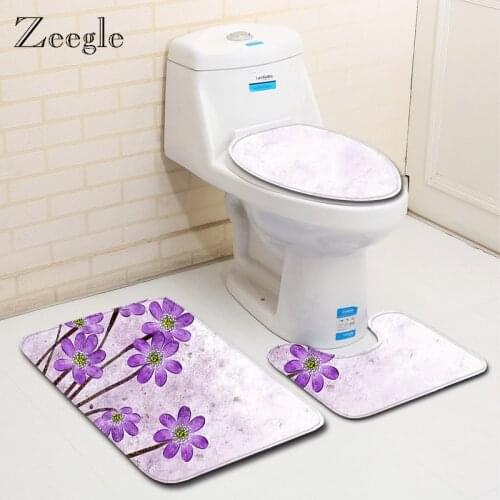 Zeegle Bathroom Carpet Non-slip Bathroom Mat Soft Mat For Toilet Bath Rugs Absorbent Bathroom Carpet Flannel Foam Mat
