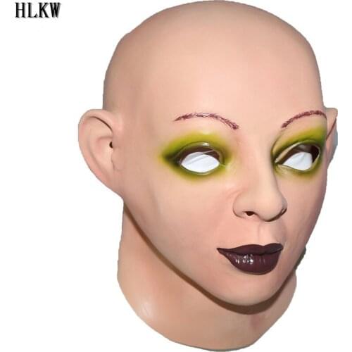 Sexy Lady Realistic Latex Female Head Mask For Party Mask Women Disguise Crossdressing Sissy Carnival Mask Halloween Adults Cos