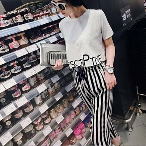 Womens 2021 Summer New Sportswear T-Shirt Women + Casual Pants Two-Piece Summer Sportswear Trousers Womens Home Service Suit