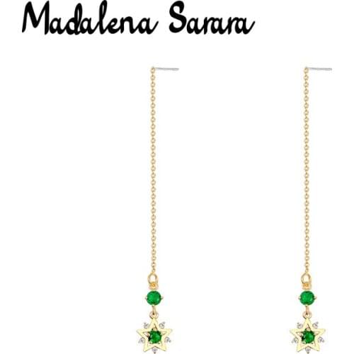 MADALENA SARARA AAA Cubic Zirconia 925 Sterling Silver Earrings Korean Style Vintage Drop Star Pendant Earring