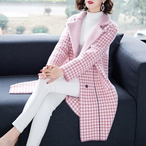 Luxury clothes Long sleeve Mink cashmere sweater women Autumn Winter New coat female Thicken plaid Cashmere Outerwear 4XL 5XL