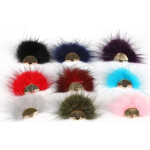 1Pc/lot 2.8cm width Mink Hair Fur Fan Shape Tassel Charms for Necklace Bracelet Jewelry Making DIY Earring Findings
