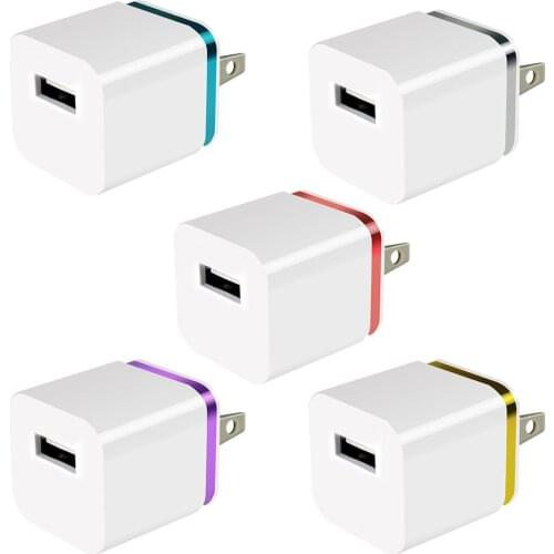 100pcs/lot Gold-plated 1A US Plug AC Power Adapter Home Trave Wall Single Port USB Charger for IPhone 8 7 X for Samsung HTC