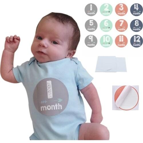 12 Pcs/Set Month Sticker Baby Photography Monthly Festival Anniversary Stickers Self Adhesive Professional Background Label Birt