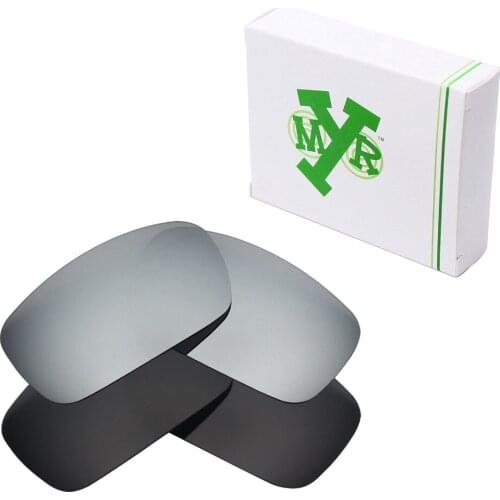 2 Pairs Mryok Polarized Replacement Lenses for Oakley Crankshaft Sunglasses Stealth Black & Silver Titanium