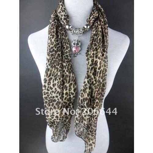 2019 fashion scarves owl+Set auger pendant womens scarf necklace scarf head scarf free shipping