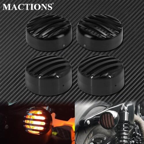 2xMotorcycle Front Rear Turn Signal Indicator Grill Bezel Cover Black For Harley Sportster XL 1200 883 Iron Nightster 2016-2020