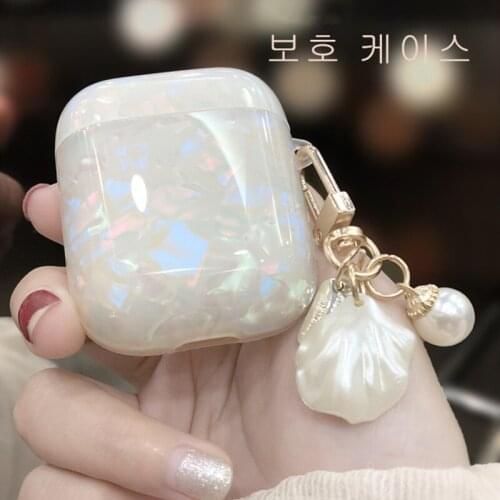 3D cute Lovely Glossy shell metal Keychain silicone Headphone Earphone case for Apple airpods 1 2 pro Wireless Headset cover