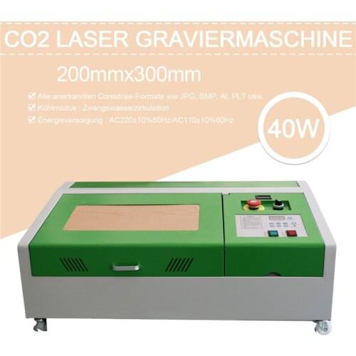 40W CO2 USB 300x200mm Laser Engraving Machine Laser Cutter Woodworking Craft + 4 Rounds