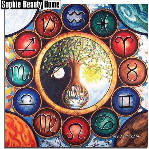 Needlework 5D Diy Diamond Painting Circle and Tree Moon Cross Stitch Diamond Embroidery Full Drill Diamond Mosaic Picture 187086