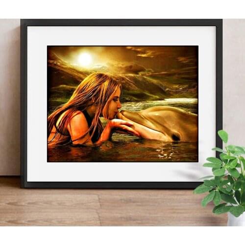 Diamonds Mosaic Dolphin Diamond Painting Animal Full Square Diamond Embroidery Beauty Picture Of Rhinestone Decoration