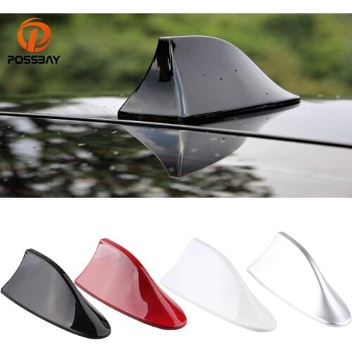 POSSBAY Car Roof Shark Fin Antenna Red/White/Black/Grey/Silver Aerials Automatic Roof Decoration Dummy Antennas Stickers