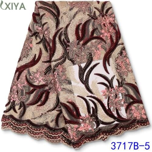 Velvet Lace Fabric African Sequin Lace Fabric Top Selling French Tulle Mesh Lace with Stones Nigerian Net Lace Fabric APW3717B