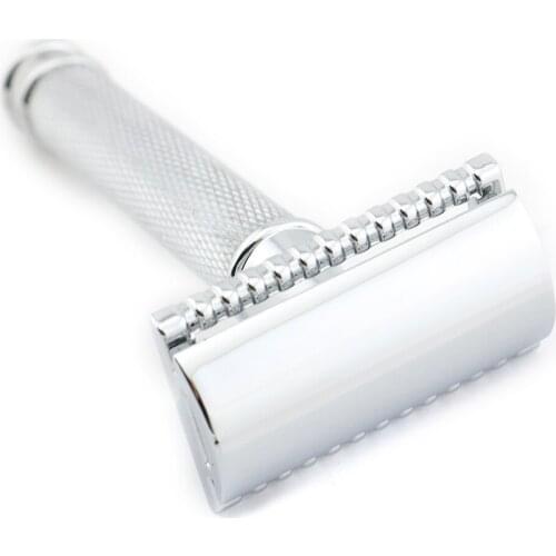 Double Edge Safety Razor Shaving Razor Silver Manual Razor Classic Style 9.8CM Anti Slip handle Lyrebird H1 NEW
