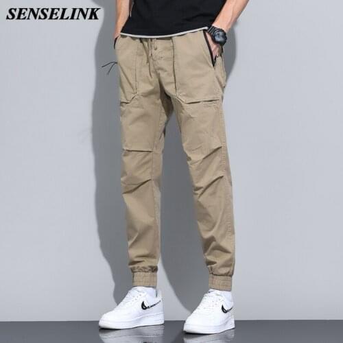 Summer New Khaki Casual Cargo Pants Men Outdoor Tactical Pants Casual Loose Multi Pocket Jogger Cargo Pants Men Big Size 29-38
