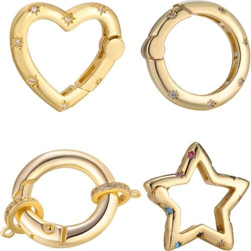 JUYA 5 Pcs\lot Cubic Zirconia Screw Spiral Clasps Connectors Real Gold Plating Hooks DIY Handmade Jewely Findings Accessories