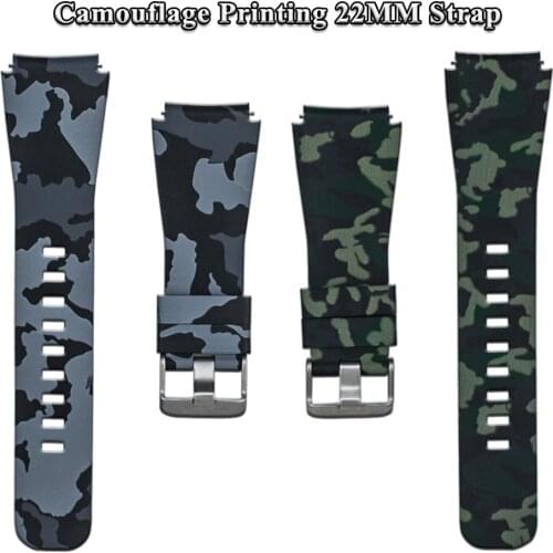 22mm Camouflage Printed Silicone Bracelet for Samsung Galaxy Watch 3 Band 45mm 46mm/S3 Strap for Huawei Watch GT 2e/2 1 Belt