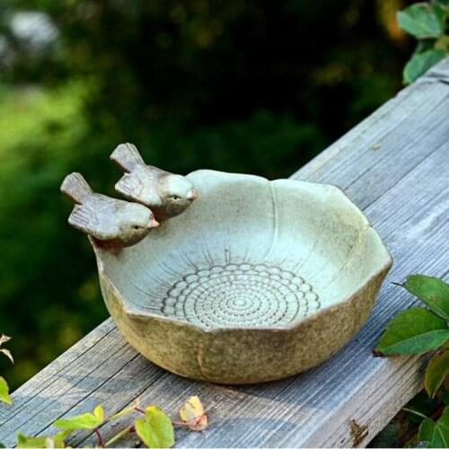 Ceramic birth baths Garden decor birth feeder ceramic Aquarium retro finish
