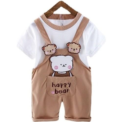 Fashion Baby Boys Clothes New Summer Children Sport T-Shirt Overalls 2Pcs/Set Toddler Casual Costume Girls Outfits Kid Tracksuit