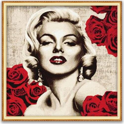 Marilyn Monroe DIY 11CT Embroidery Cross Stitch Kits Needlework Craft Set Cotton Thread Printed Canvas Home Decoration On Sale