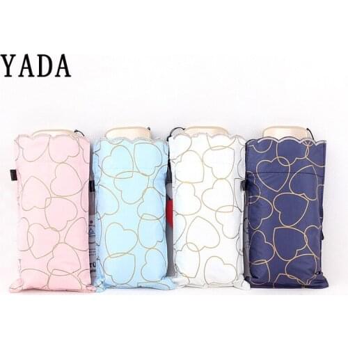 YADA Light Mini Heart LOVE Lace Umbrella Rainy Five Pocket Foldable Umbrella For Women Men Valentines Day Gifts Umbrellas YD215
