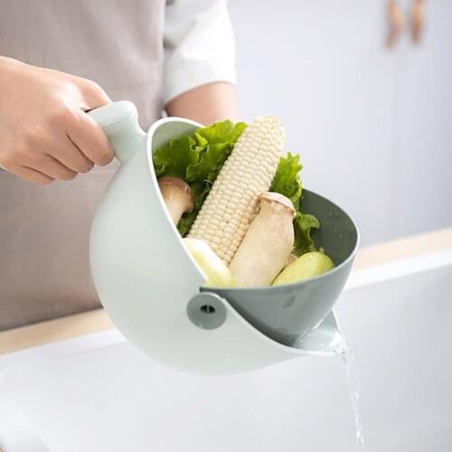 Multifunctional 2 In 1 Handheld Storage Basket Drain Bowl Kitchen Vegetable Fruit Container Washing Basin Strainer